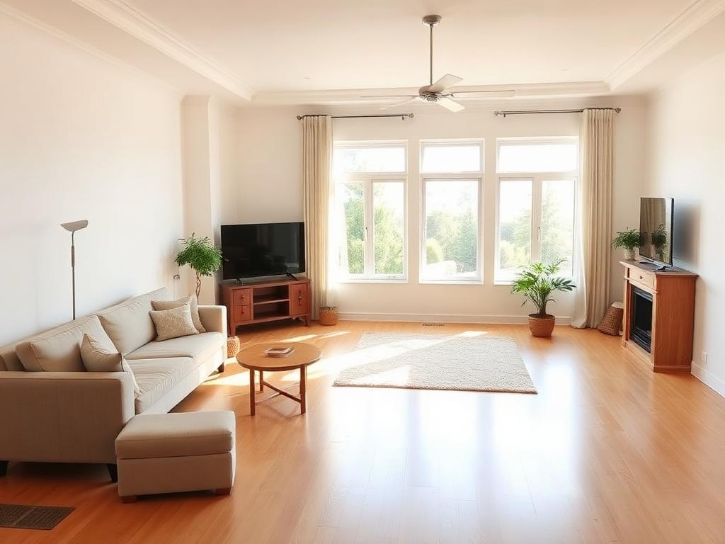 Clean empty living room after estate cleanout and furniture removal in Plano, TX